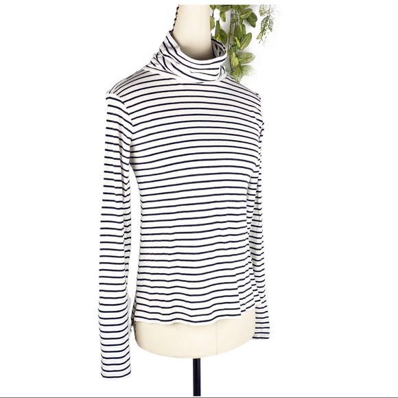 Abound Tops - Abound Classic Black White Striped Turtleneck Top